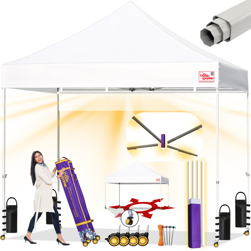 Toile d'ombrage commerciale Tradesparker Ez Pop-Up, Abri de garage en plastique x P 10 po, Blanc