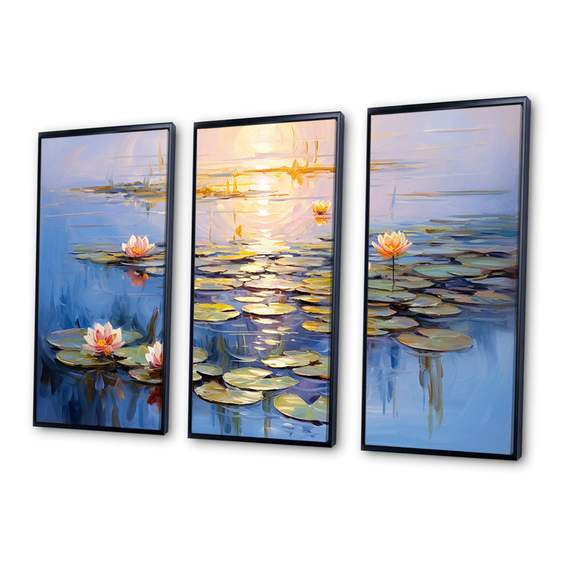 «Monets Water Lily Pond Reflections 4 - Lake», art mural, H 28 po x l 36 po x P 1 po, Cadre flottant noir