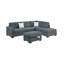 Ensemble de salon modulaire en forme de L avec repose-pieds et canapé capitonné 3 pièces-1591599383