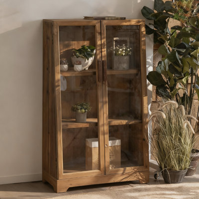 Modern Walnut Solid Wood Curio Cabinet