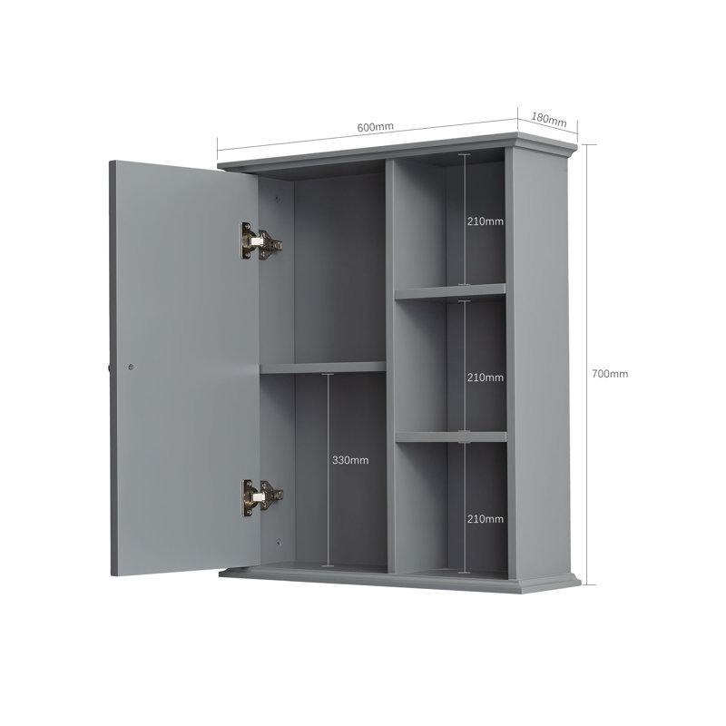 Armoire murale grise pour salle de bain - 23,6 po avec portes | Idée de cadeau