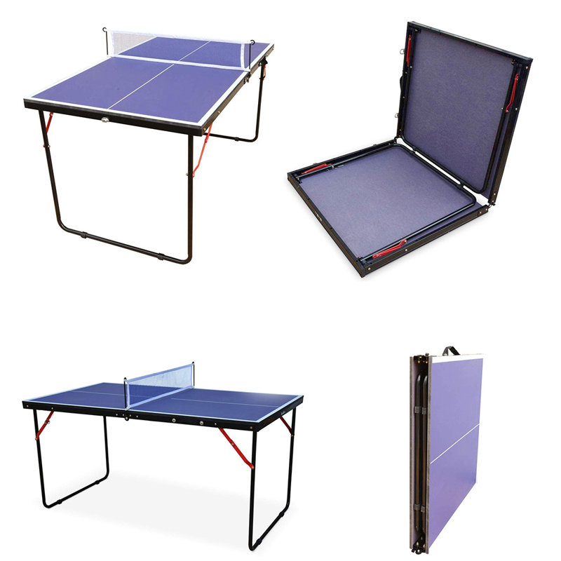 Sports Table Tennis Table Foldable & Portable Ping Pong Table Set with Net & 2 Ping Pong Paddles