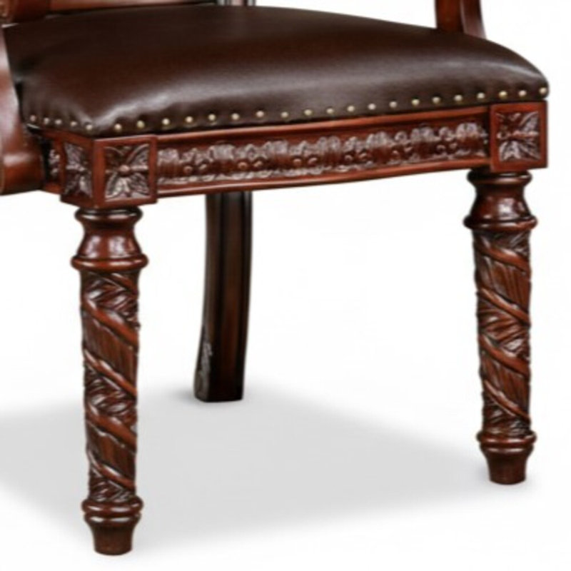 Ensemble de 2 chaises avec accoudoirs en similicuir brun Agatha