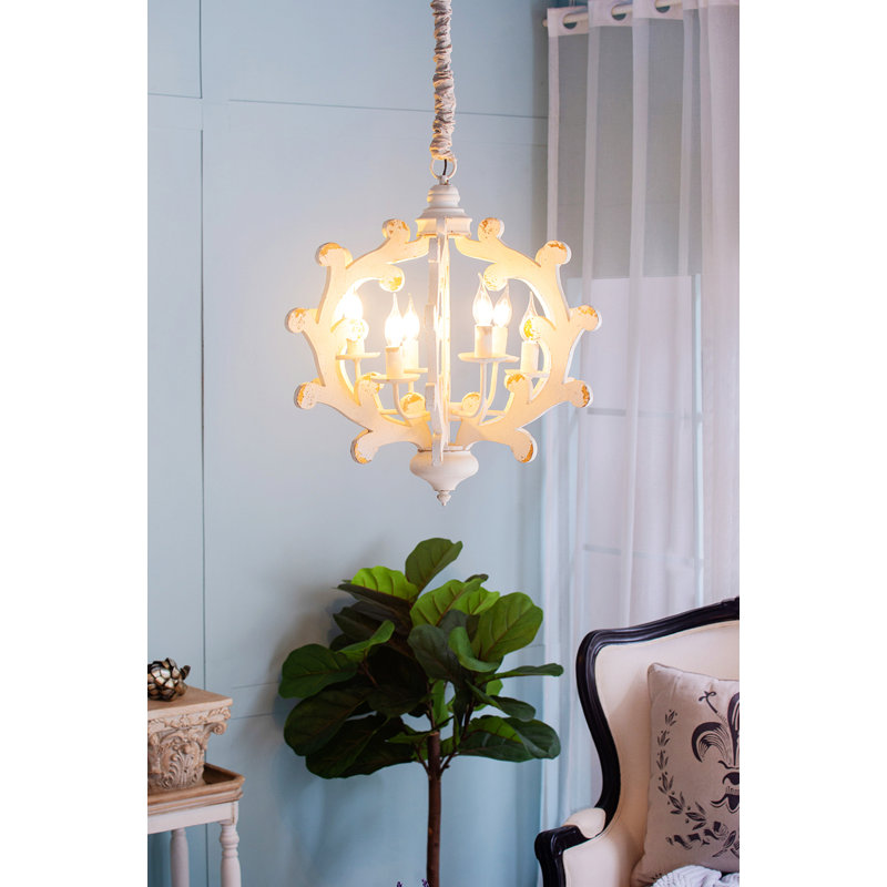 6 - Light Wood Chandelier
