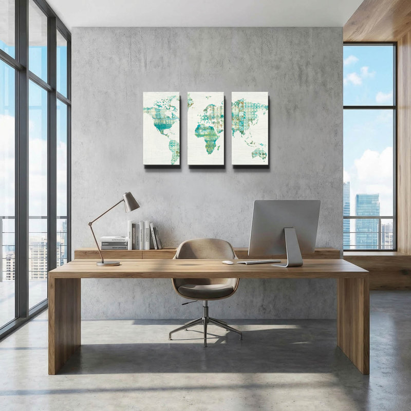 « Carte Kanari » de Melissa Averinos, triptyque mural, 91,4 cm x 61 cm, 78"x34"
