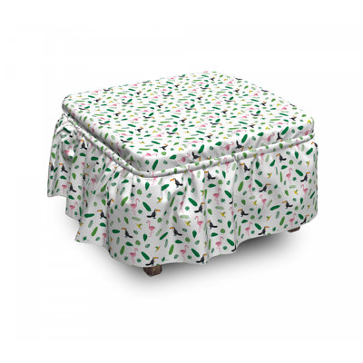 Housse pour repose-pieds oiseaux flamant roses toucans