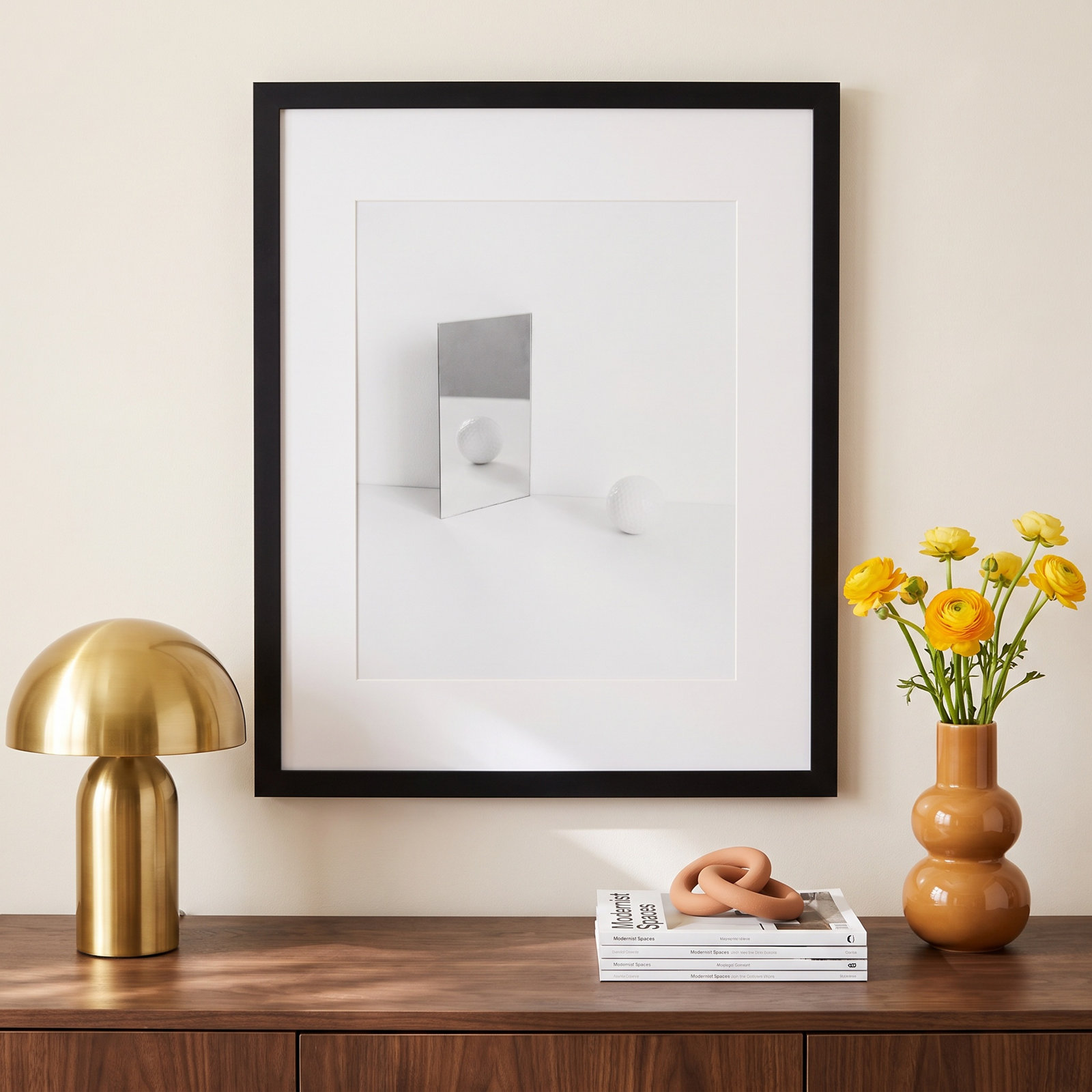 Ludovico "White Still Life 2" Print, 30" H x 24" W x 1.25" D, Black