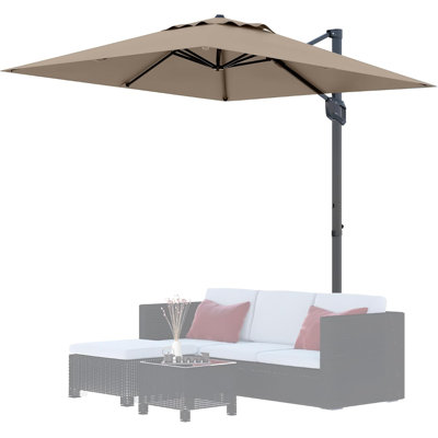 Parasol de patio en porte-à-faux 10 pi x 10 pi robuste, en aluminium résistant aux rayons UV avec rotation à 360 ° et inclinaison réglable pour la piscine, la terrasse et la cour
