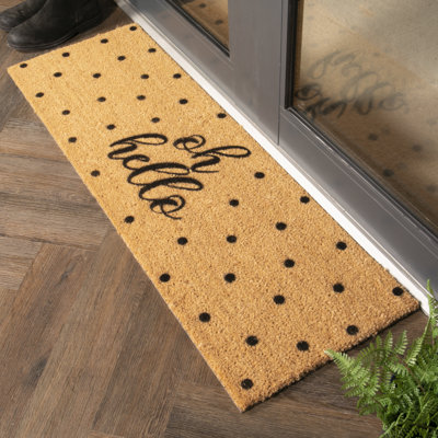Tapis de porte antidérapant intérieur / extérieur 16 po x 48 po Blackhall Oh Hello