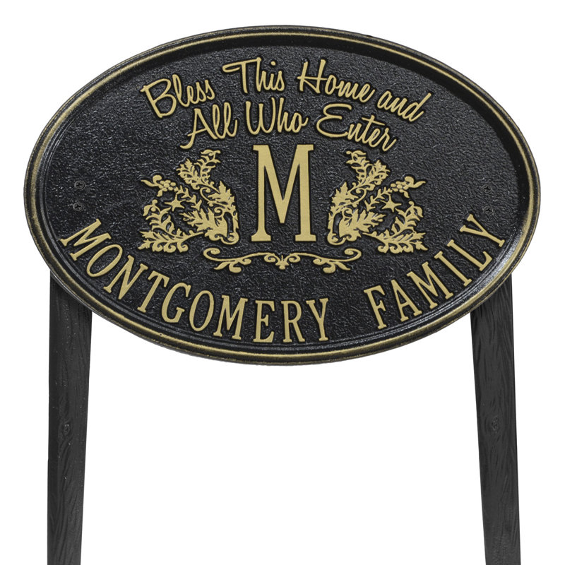 Plaque commémorative «Bless Our Home», Oui, Noir / or