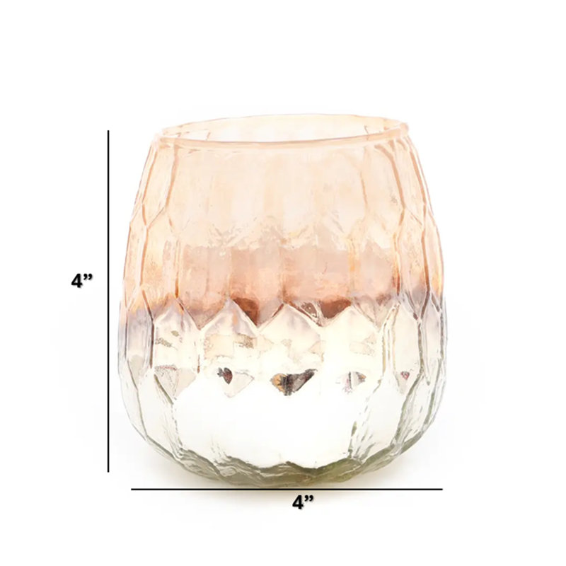 Glass Hurricane | Glass Votive | 4" | Home Decor | Candle Holder, 4" H x 4" W x 4" D, Almond