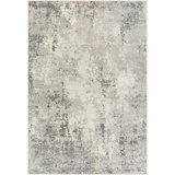 Rectangle Abstract Machine Woven Polypropylene/Polyester Area Rug in Gray/Beige/Taupe