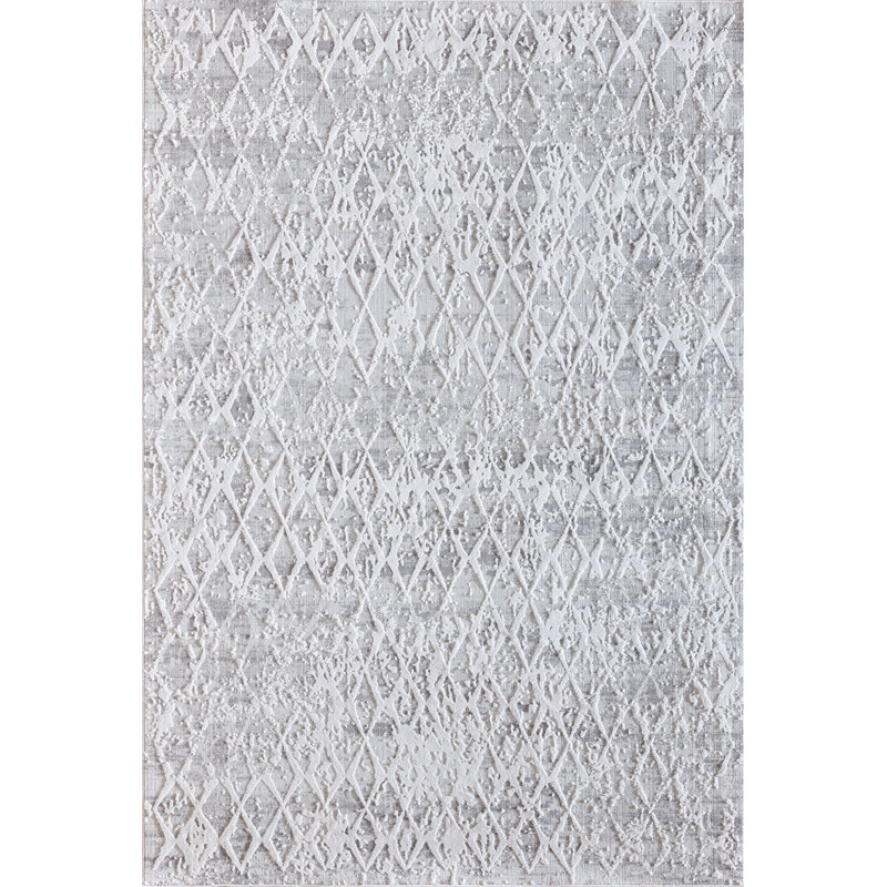 Tapis ivoire / argenté Alverez, Rectangle 3 pi 11 po x 5 pi 7 po