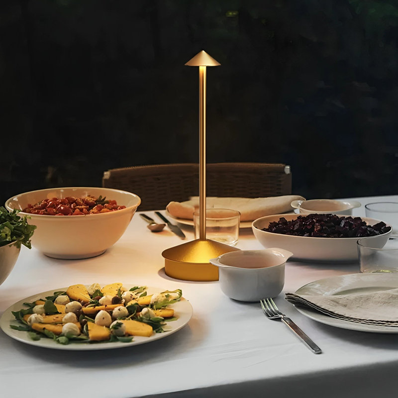 Pinnacle Table Lamp Modern Minimalist Design, Cone Base, Inverted Pyramid Shade, Ideal For Contemporary Spaces, Gold