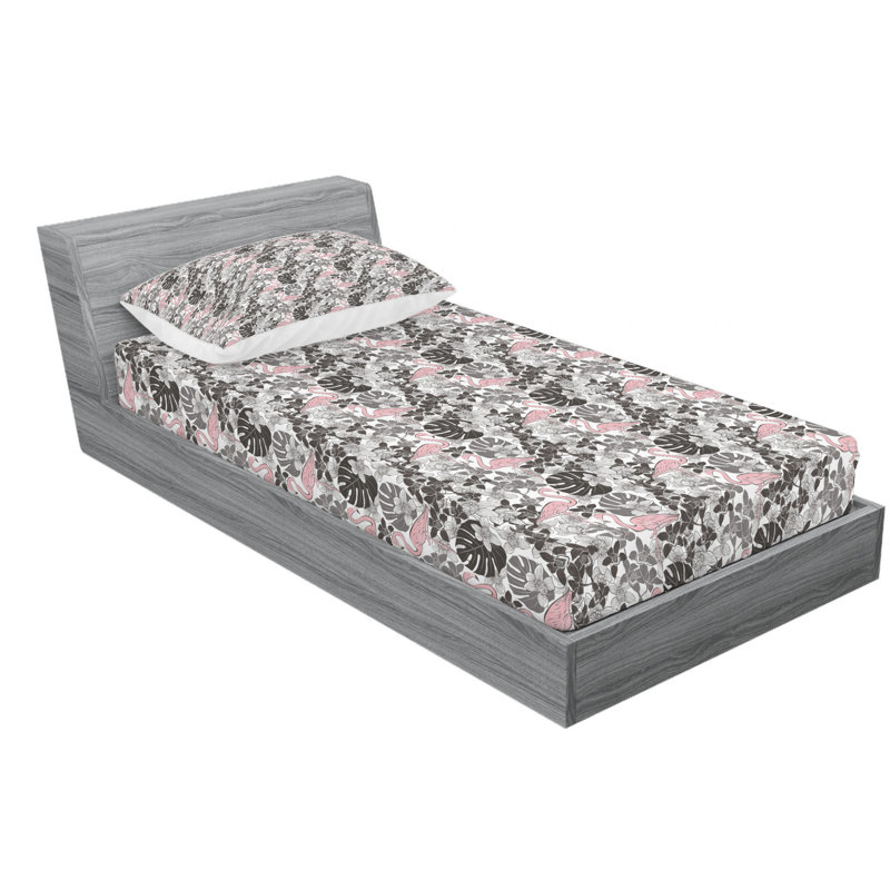 Microfiber Floral Sheet Set, Twin Sheet Set with Fitted Sheet