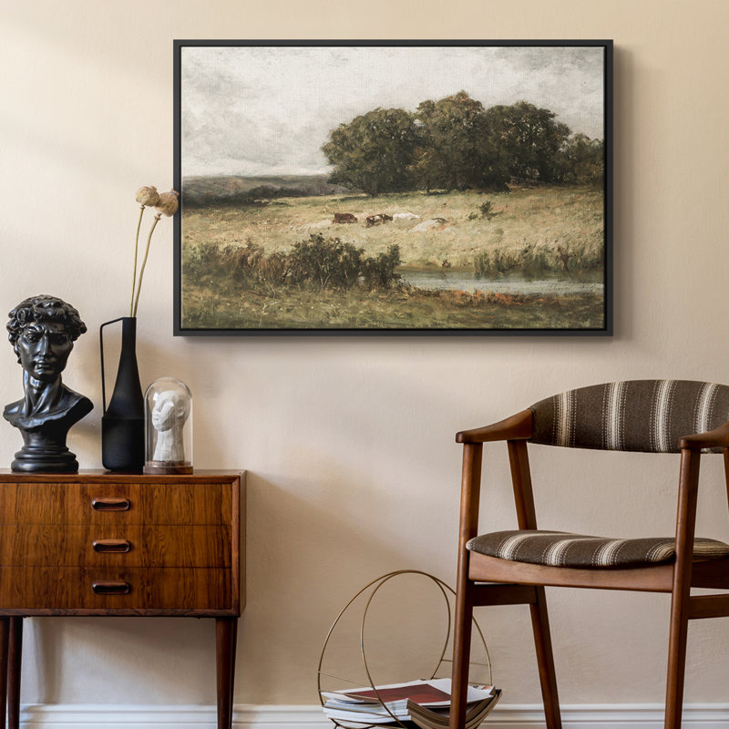 Paysage rétro - CML XXIX, Toile avec cadre flottant noir, H 27 po x l 41 po x P 2 po