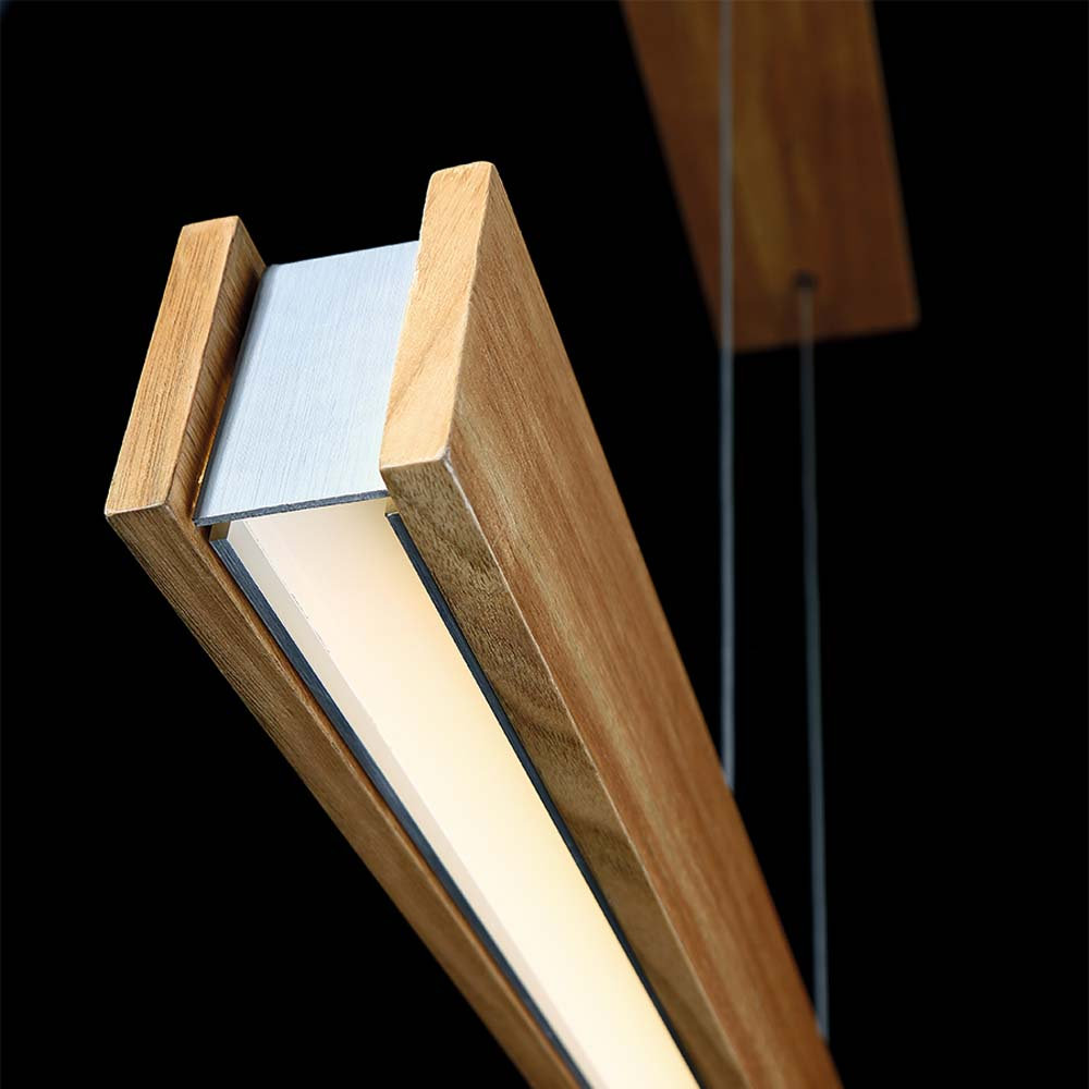 Drift Single Light Glass Dimmable LED Pendant, 3" H x 38" W x 2" D, Walnut