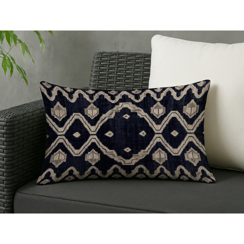 Coussin décoratif intérieur et extérieur Modern, Gris géométrique 34, Rectangle H 14 po x l 20 po