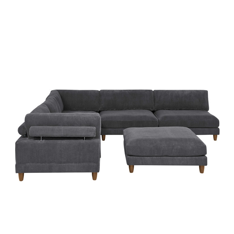 Canapé modulaire à large assise en velours côtelé, Dark Gray