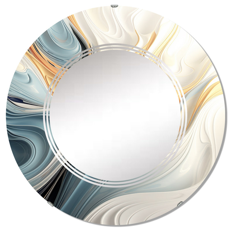 Felinus - Miroir mural rond moderne, 32 po x 32 po