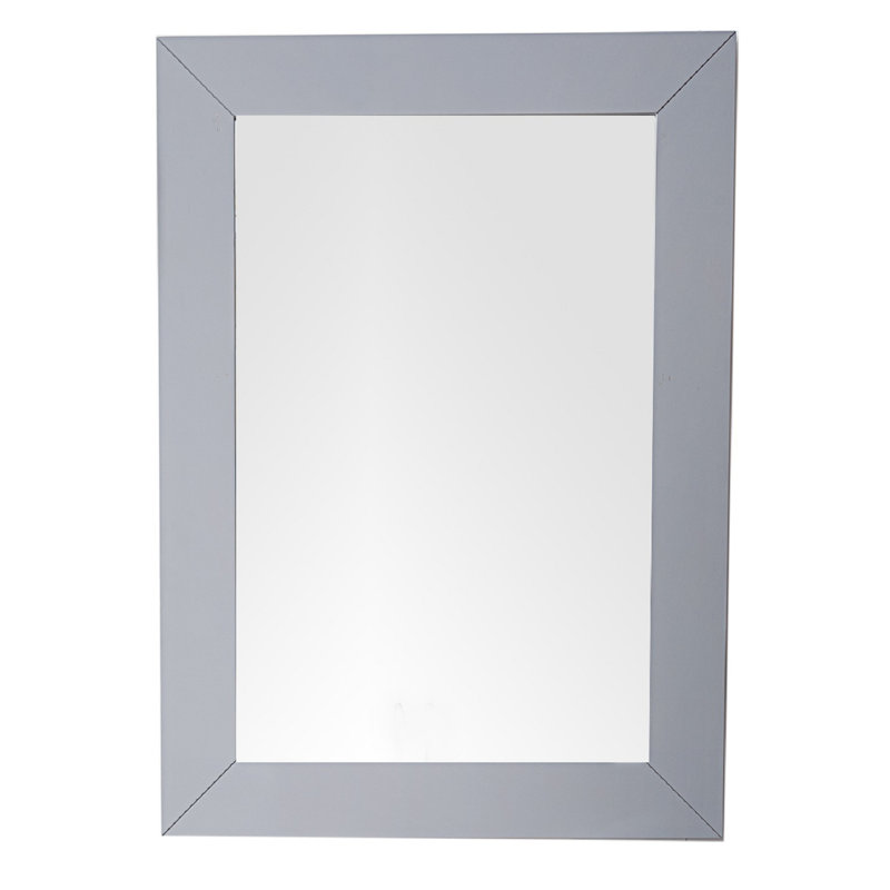 Lineberry Solid Wood Flat Wall Mirror, 40" H x 29" W, Silver Gray
