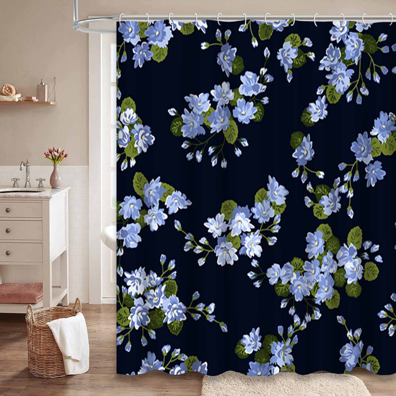 Rideau de douche imperméable à motif floral avec 12 crochets, L 72 po x l 72 po