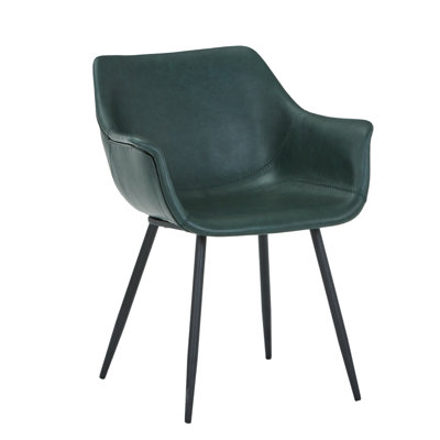 Haglund Leather Dining Chair with Powder-Coated Iron Legs Accent Side Chair Foam Padded Seat Versatile Kitchen Chair for Modern Home and Kitchen