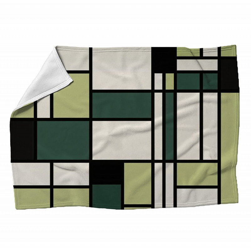 Machine Printed Throw Blanket, 80" L x 60" W, Plaid, Black/Green