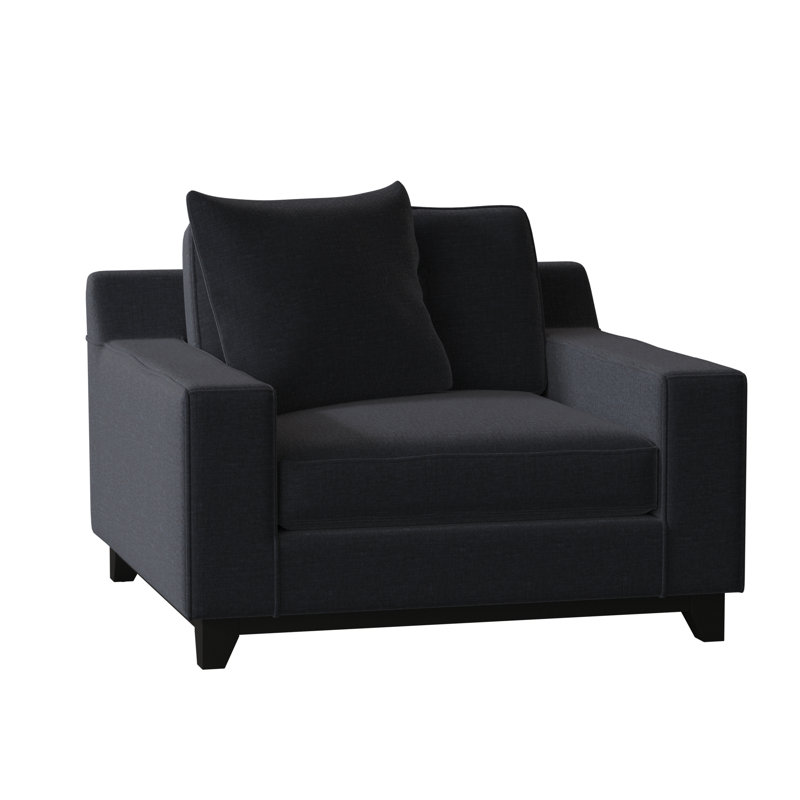 Fauteuil en chenille capitonné de 40 po de largeur Brunhild, Chenille marine Napa