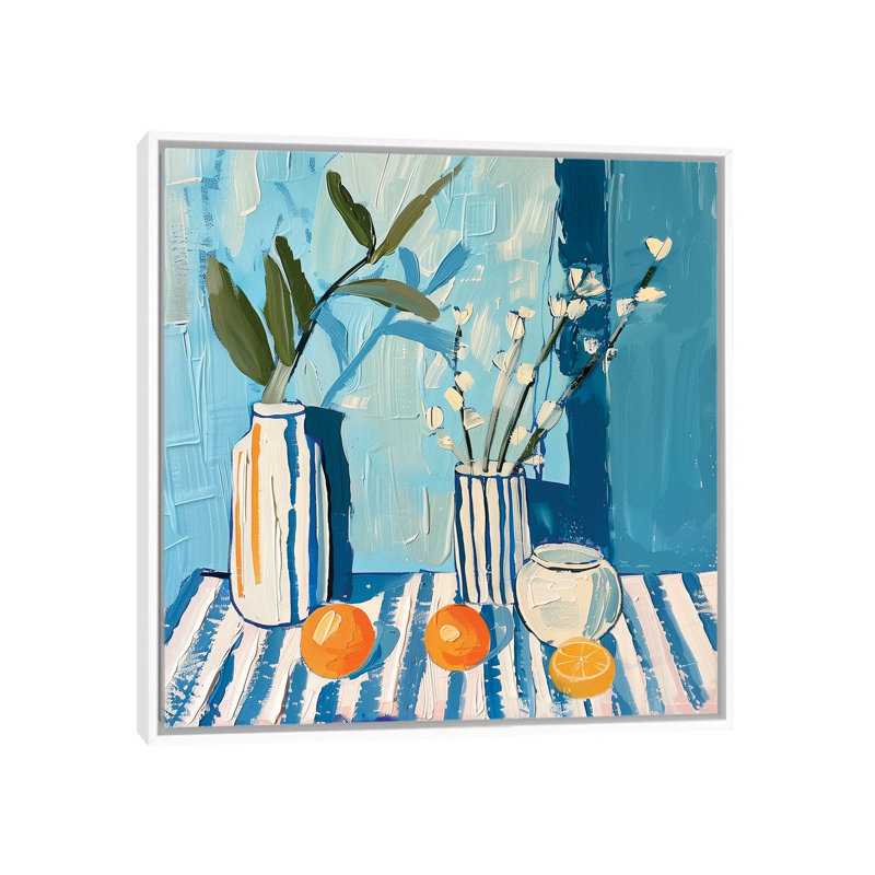 «Spring Still Life With Oranges», reproduction d'art sur toile encadrée, H 18 po x l 18 po, Blanc