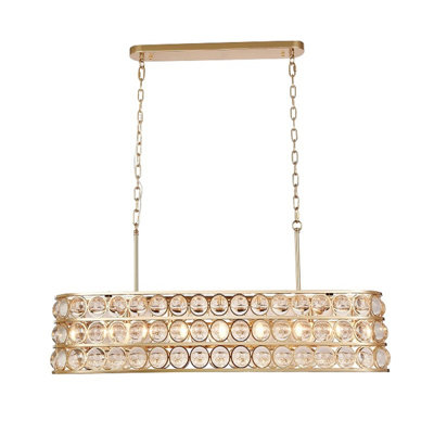 Lustre transitionnel doré 6 lumières avec verre Jeremiaha