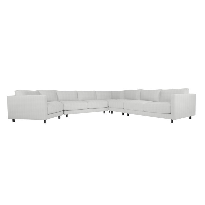 Avanni Patio Sectional with Sunbrella Cushions, Matte Black, Cream Matelasse