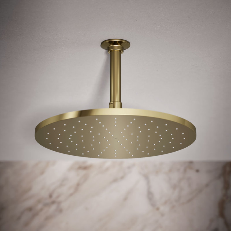 Contemporary 12" Round Single-Function Rainhead, Round Rain Showerhead, 2.5 Gpm, Vibrant French Gold