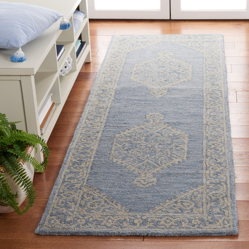 Tapis oriental gris en laine / coton touffeté à la main Jones Street, Tapis de couloir 2 pi 3 po x 7 pi