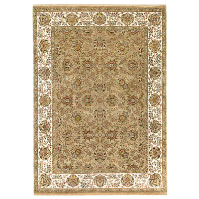 Hand Knotted Wool Area Rug in Camel And Ivory