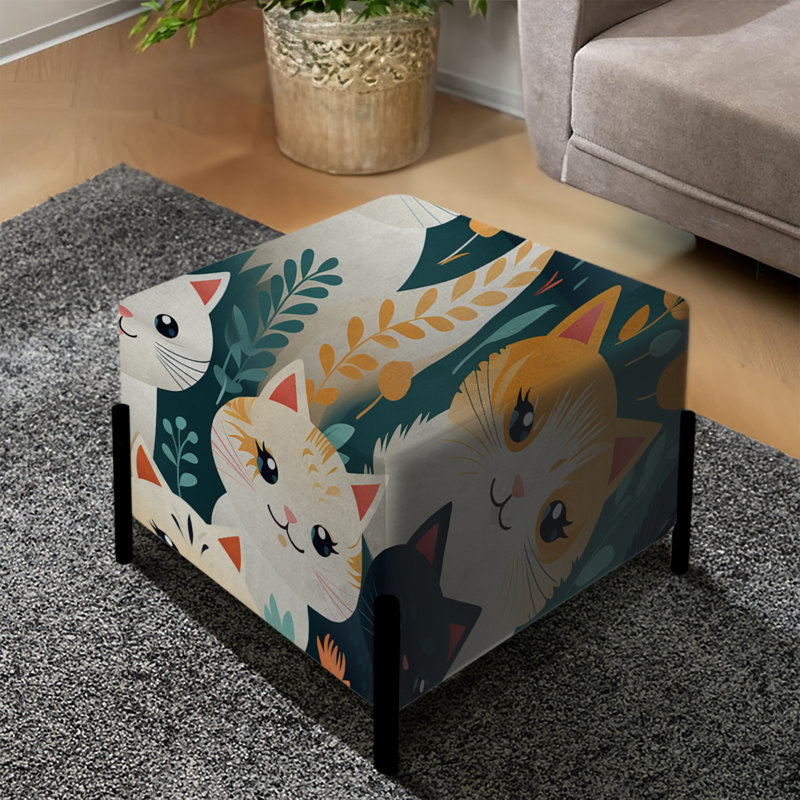 Motif de chatons douillets pour enfants - repose-pieds carré à imprimé animal