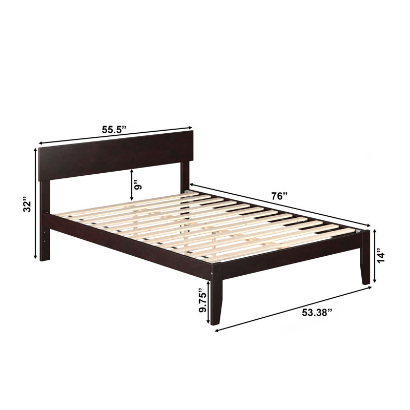 Lit plateforme en bois massif Farrah , Double, Espresso