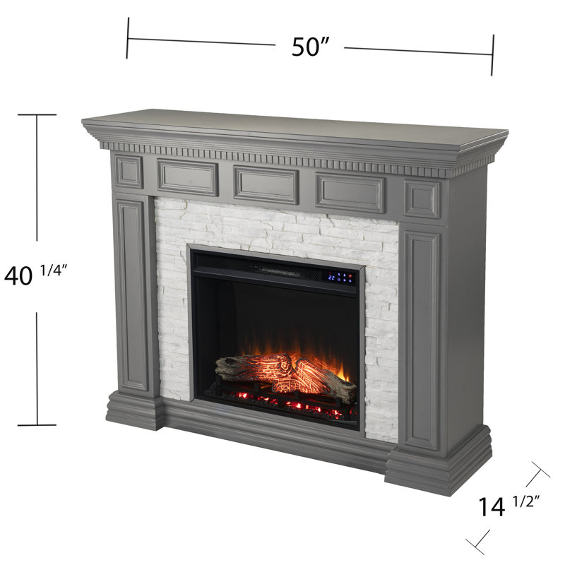 Dakesbury Faux Stone Electric Fireplace withTouch Screen Control Panel