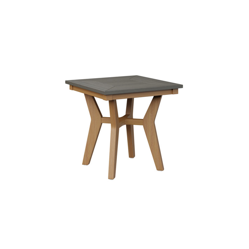 Table de bout berlinoise Berlin, Gris côtier, Teck naturel