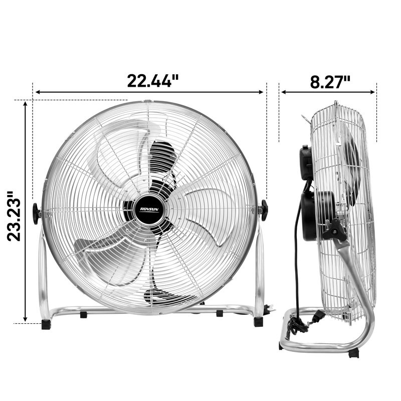 20 po Ventilateur portable d'intérieur / extérieur 3 vitesses argent