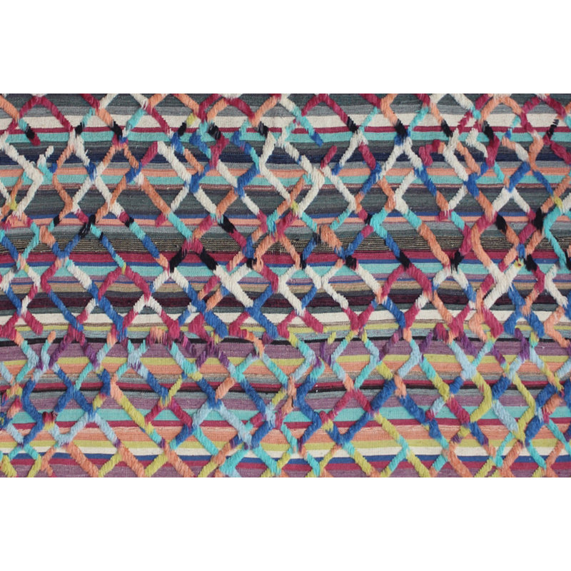 Geometric Hand Knotted 202cm X 316cm Area Rug
