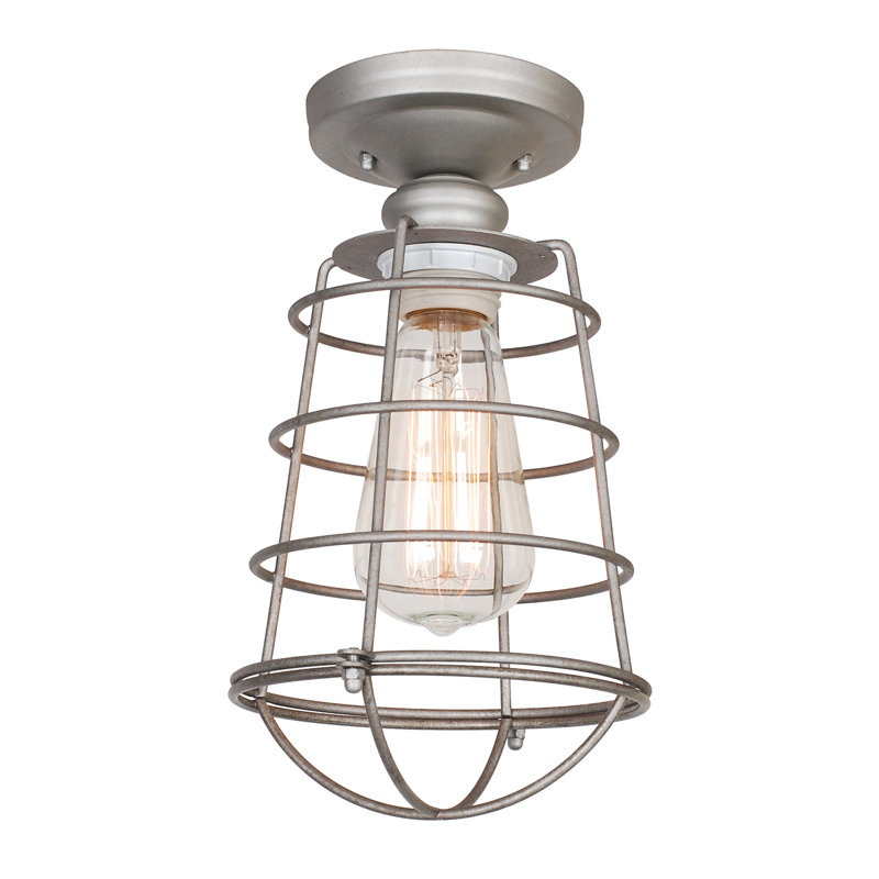 Diaundra Steel Semi Flush Mount, Galvanized