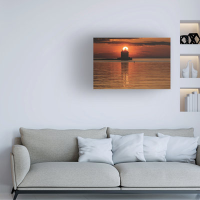 Bolog Kurt Shaffer Sun Setting On The Lighthouse Canvas Art