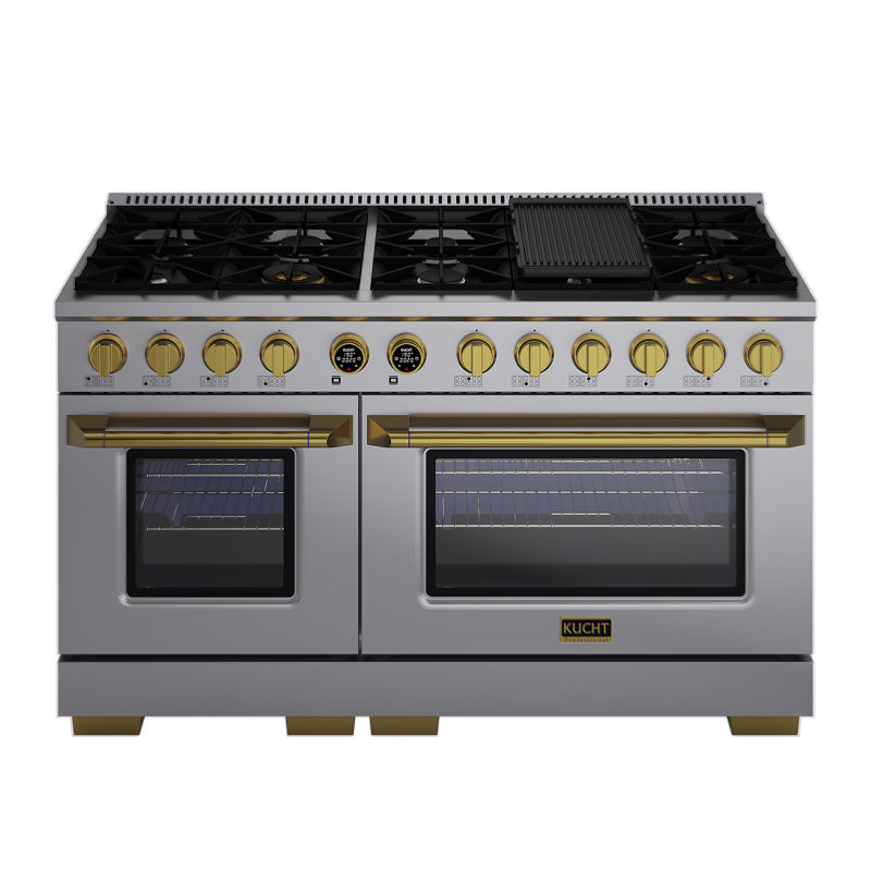 60 In. 7.9 Cu. Ft. 10 Burners Dual Fuel Range For Propane Gas In Stainless Steel With Kucht Horus Thermostat, Natural Gas
