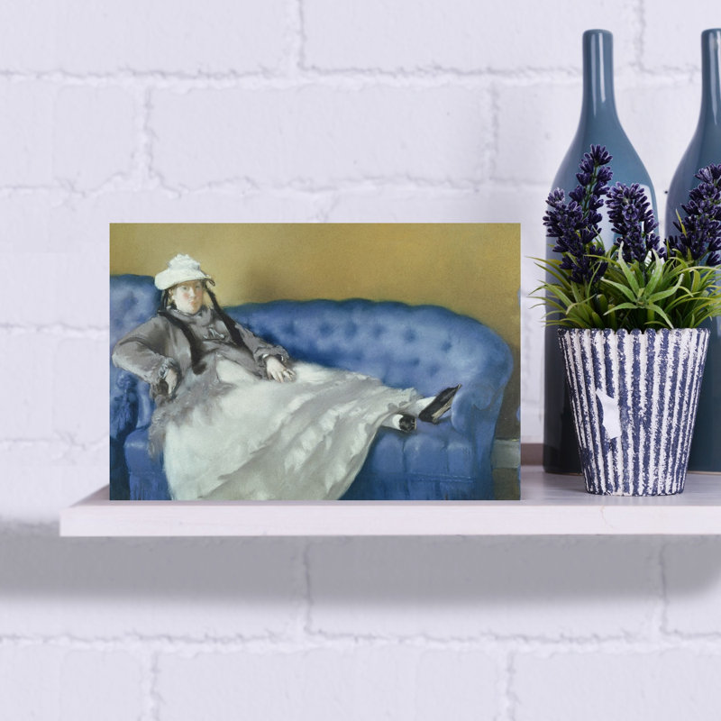 " Madame Manet On A Blue Sofa, 1874 Impressionist Abstract Contemporary Portrait Wall Art Print " by Edouard Manet