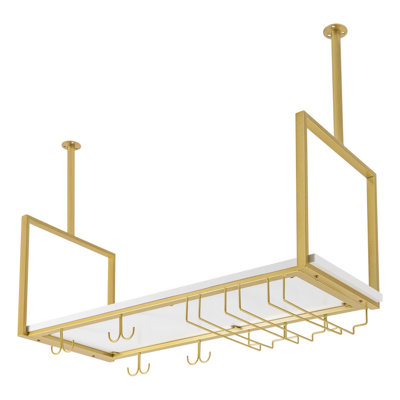 Mayron 9 Bottle Hanging Wine Bottle & Glass Rack by Mercer41