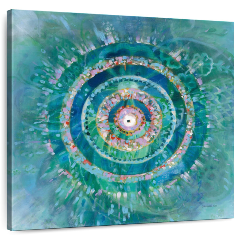 Mandala bleu sarcelle Kerner, H 36 po x l 36 po