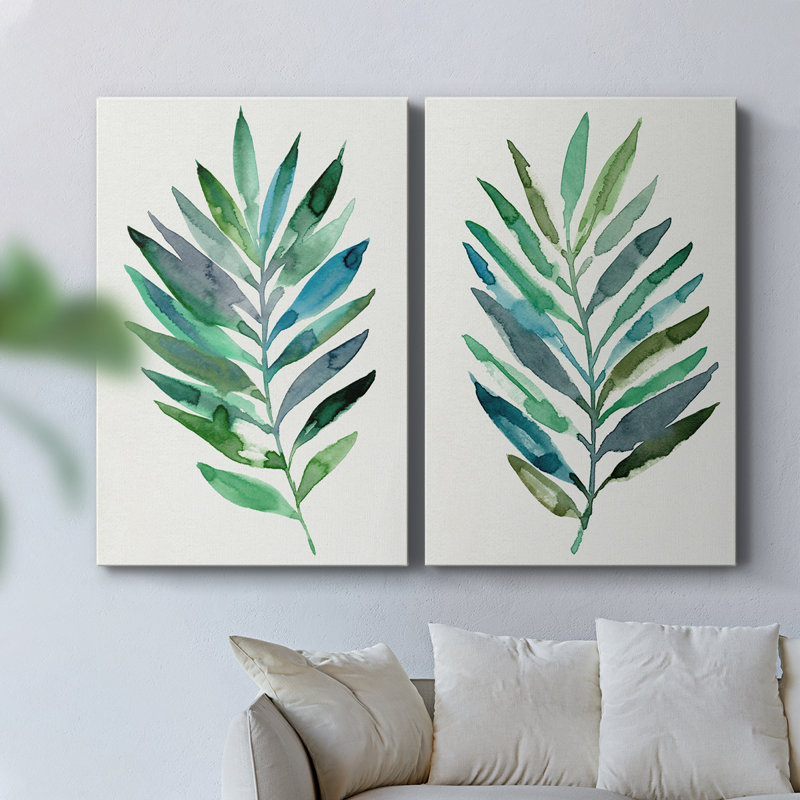 Palm Frond Flow III - Toile tendue avec châssis de qualité supérieure - Prêt à accrocher, H 60 po x l 40 po