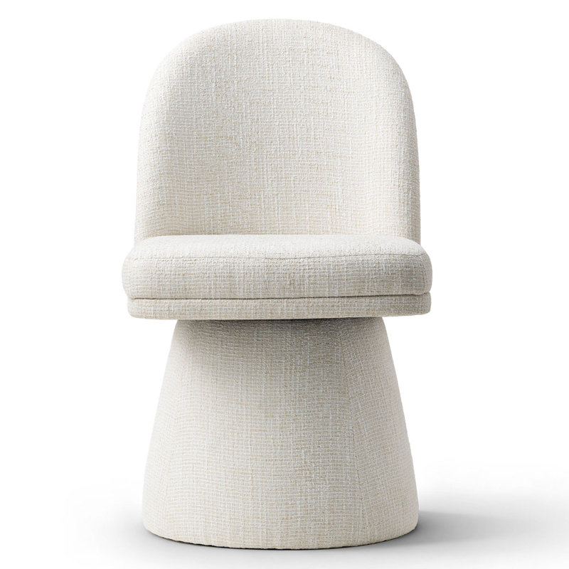 Upholstered 360°Swivel Vanity Chair, Beige