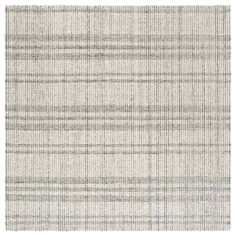 Abstract Hand Tufted Wool; Cotton Striped Indoor Rug, 6'-0" x 6'-0" Square